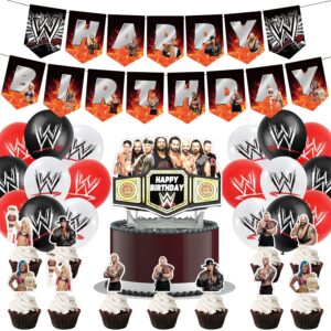 wrestling party supplies birthday wrestling party decorations set include banner balloons cake tops