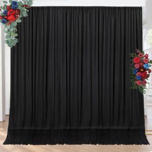 10ft x 10ft wrinkle free black backdrop curtains for parties, polyester photo backdrop drapes 2 panels 5x10ft photography for wedding birthday backdrop background