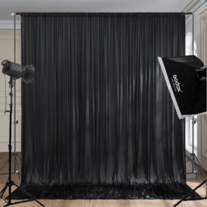 10ft x 10ft Wrinkle Free Black Backdrop Curtains for Parties, Polyester Photo Backdrop Drapes 2 Panels 5x10ft Photography for Wedding Birthday Backdrop Background