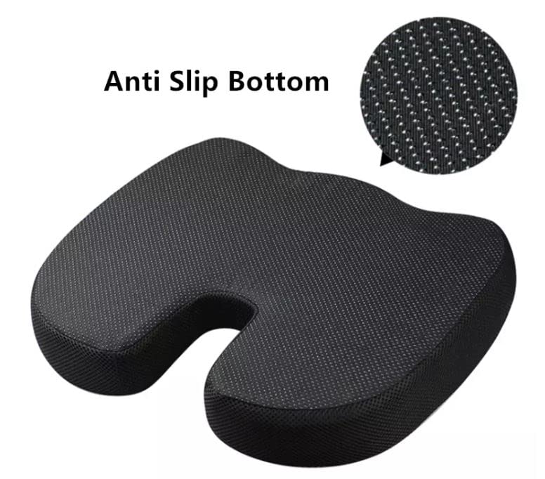 Comfort4U Orthopedic Memory Foam Seat Cushion for Car seat - Office Chair - Gaming Chair - Boat seat - Tailbone Cushion - Coccyx Cushion - Sciatica Pillow for Sitting (White, Mesh)