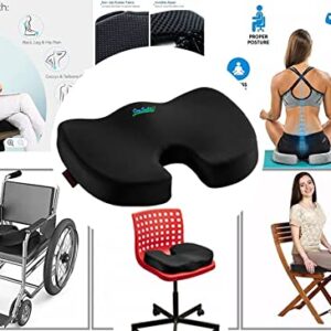 Comfort4U Orthopedic Memory Foam Seat Cushion for Car seat - Office Chair - Gaming Chair - Boat seat - Tailbone Cushion - Coccyx Cushion - Sciatica Pillow for Sitting (White, Mesh)