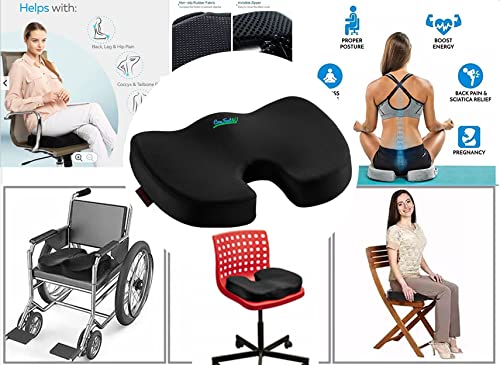 Comfort4U Orthopedic Memory Foam Seat Cushion for Car seat - Office Chair - Gaming Chair - Boat seat - Tailbone Cushion - Coccyx Cushion - Sciatica Pillow for Sitting (White, Mesh)