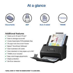 Epson Workforce ES-400 II Color Duplex Desktop Document Scanner for PC and Mac, with Auto Document Feeder (ADF) and Image Adjustment Tools (Renewed)