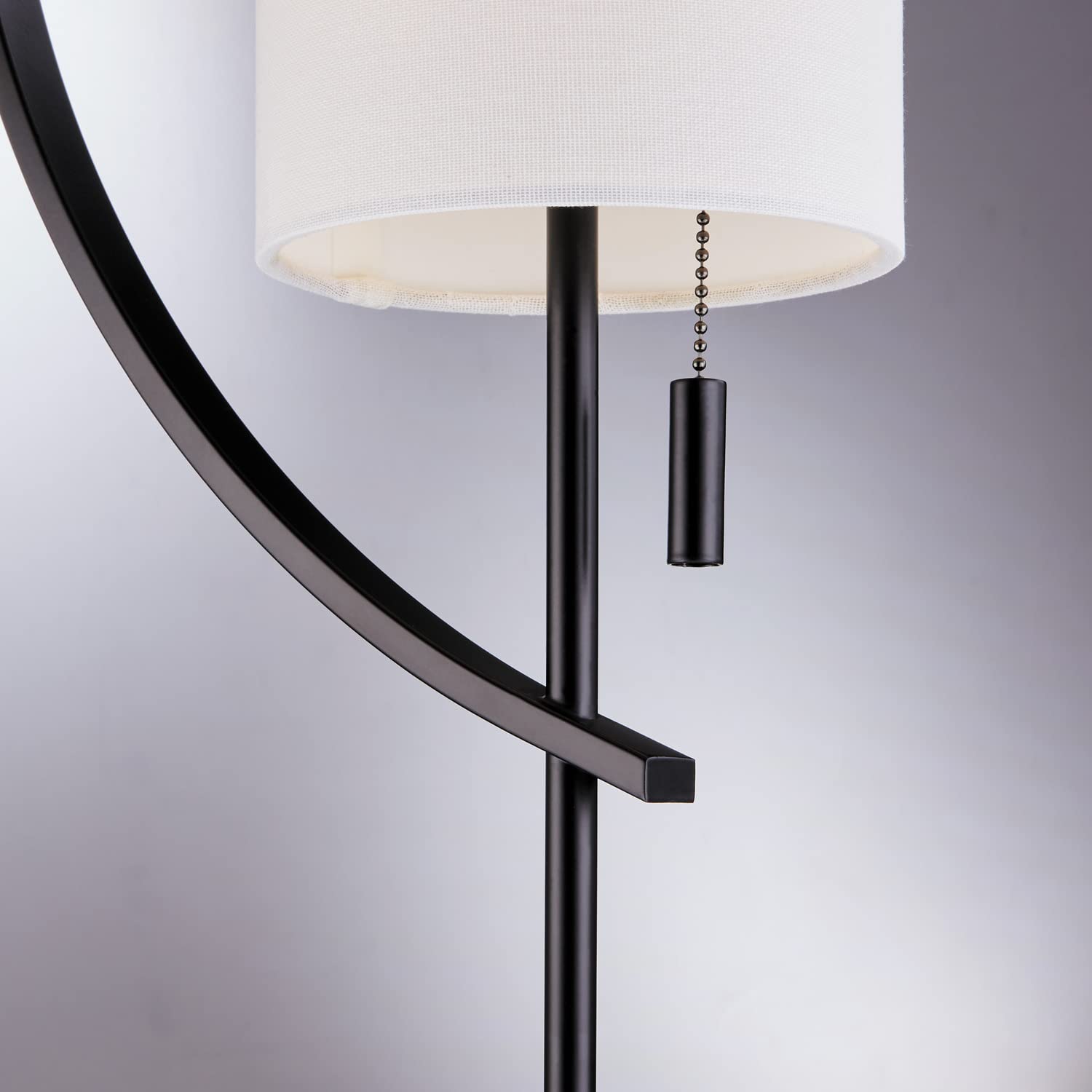 Lite Source Floor LAMP, Black/Off-White Fabric Shade, E27 Type A 60W LS-83505BLK/WHT