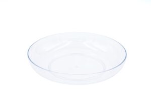 wgv 6" inches clear hard plastic floral decoration designer dish plate, plant saucer tray, wedding decor centerpieces pack of 24 pieces