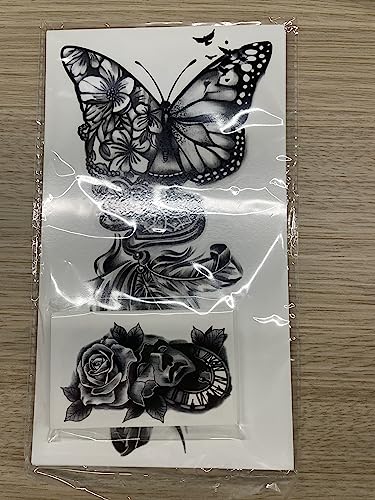 49 Temporary Tattoos Waterproof for Men and Women, 3D Realistic Half Arm Fake Tattoos, Floral Animal Peony Rose Butterfly Tiger Snake Tattoo Stickers for Teens Girls Body Hand Shoulder Chin