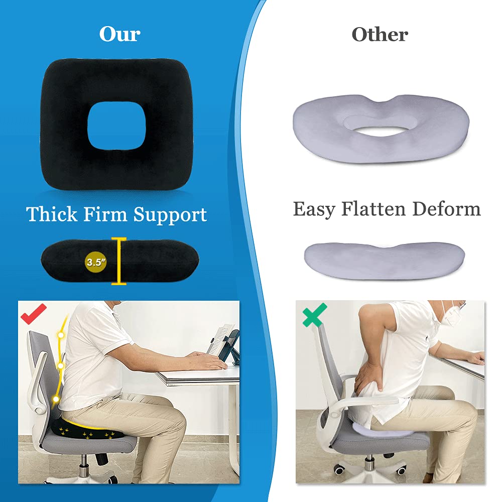 Donut Pillow for Tailbone Pain Coccyx Cushion Butt Office Chair Hemorrhoid Pillow for Sitting Pressure Sciatica Pain Relief Doughnut Pillow Lower Back Bed Sore Wheelchair Car Gamer Seat Cushion