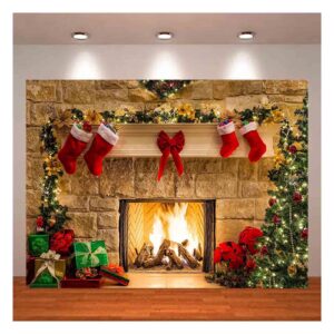 xll christmas photography backdrops christmas fireplace decoration background for photo happy holiday party decoration props 7x5ft(210cm x 150cm)