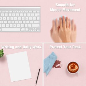 Hsurbtra Desk Pad, 23.6" x 13.8" PU Leather Desk Mat, M Extended Mouse Pad, Waterproof Desk Blotter Protector, Ultra Thin Small Laptop Keyboard Mat, Non-Slip Desk Writing Pad for Office Home, Pink