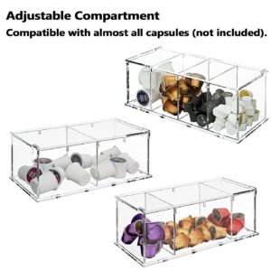 Coffee Capsule Holder Acrylic Box K Cup Holder Coffee Pod Storage Clear 4 Compartment with Lid Organizer Coffee Bar Accessories