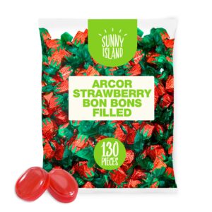 arcor strawberry bon bons filled hard candy bulk, 2 pound bag
