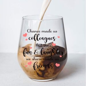 Perfectinsoy Chance Made Us Colleagues Wine Glass Wine Glass Set of 2, Coworker Gifts for Leaving Farewell, Birthday Gifts for Coworkers, Friends, Office Gift Idea for Coworker, Boss Lady