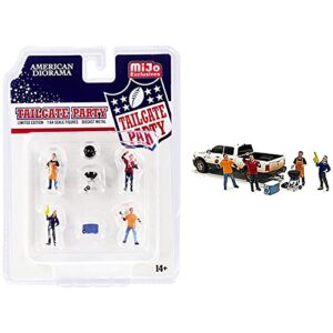 tailgate party diecast set of 6 pieces (4 figurines and 2 accessories) for 1/64 scale models by american diorama 76470