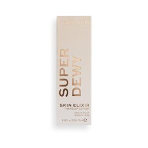 makeup revolution superdewy make up serum, light coverage makeup foundation, leaves a dewy finish, vegan & cruelty free