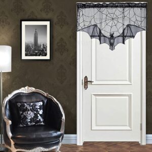 Anditoy 6 Pack Halloween Decorations Sets Spider Webs Tablecloth Fireplace Scarf Runner Round Cobweb Table Cover Lampshade Door Curtain with 24pcs 3D Bats for Halloween Decor Indoor Party Supplies