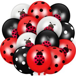 48 pieces ladybug balloons 12 inch latex balloons black white polka dots balloons party supplies for ladybug birthday party boys girls jungle theme birthday decorations
