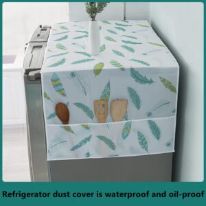 Refrigerator Fridge Dust-Proof Cover Washing Machine Cover PEVA Material Waterproof Cover with Storage Pockets Bags Fridge Dust Cover Oven Cover Multi-Purpose Top Covers (Double door, Flowers 1)