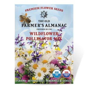 the old farmer's almanac premium wildflower seeds (23 variety pollinator mix) - non-gmo, open pollinated - columbine cosmos foxglove larkspur poppy snapdragon zinnia... attracts butterflies bees birds
