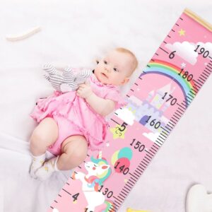 HIFOT Kids Growth Chart Height Measuring Chart, Unicorn Canvas Wall Hanging Rulers for Baby Children Girls Bedroom Decor 74.8''* 7.87''