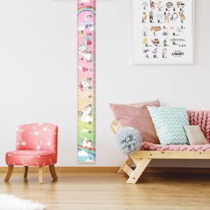 HIFOT Kids Growth Chart Height Measuring Chart, Unicorn Canvas Wall Hanging Rulers for Baby Children Girls Bedroom Decor 74.8''* 7.87''