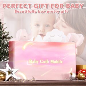 FEISIKE Baby Crib Mobile for Girls with 3 Modes Digital Musical Box（Turn Only, Music Only, Turn & Music), Volume Control, 12 Lullabies, Pink, Nursery Toys for Newborn Ages 0 and Older, Knob Type