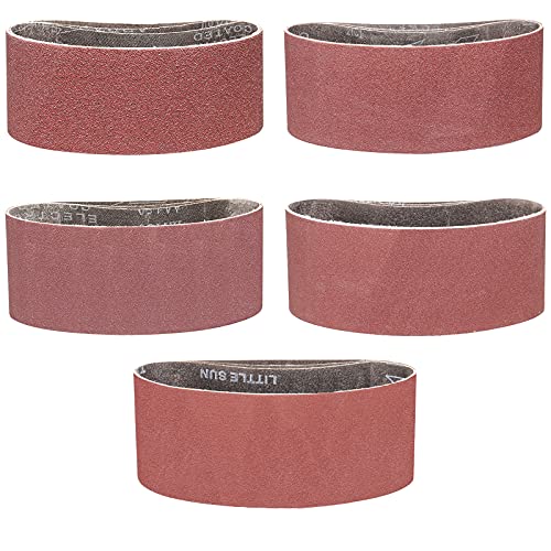 POTUINOM 15 Pack Sanding Belts 3X18 Inches(75X457mm)- 3 Each of 80/120/150/240/400 Grits Aluminum Oxide Sanding Belt, Best Suitable for Wood Sanding and Levelling