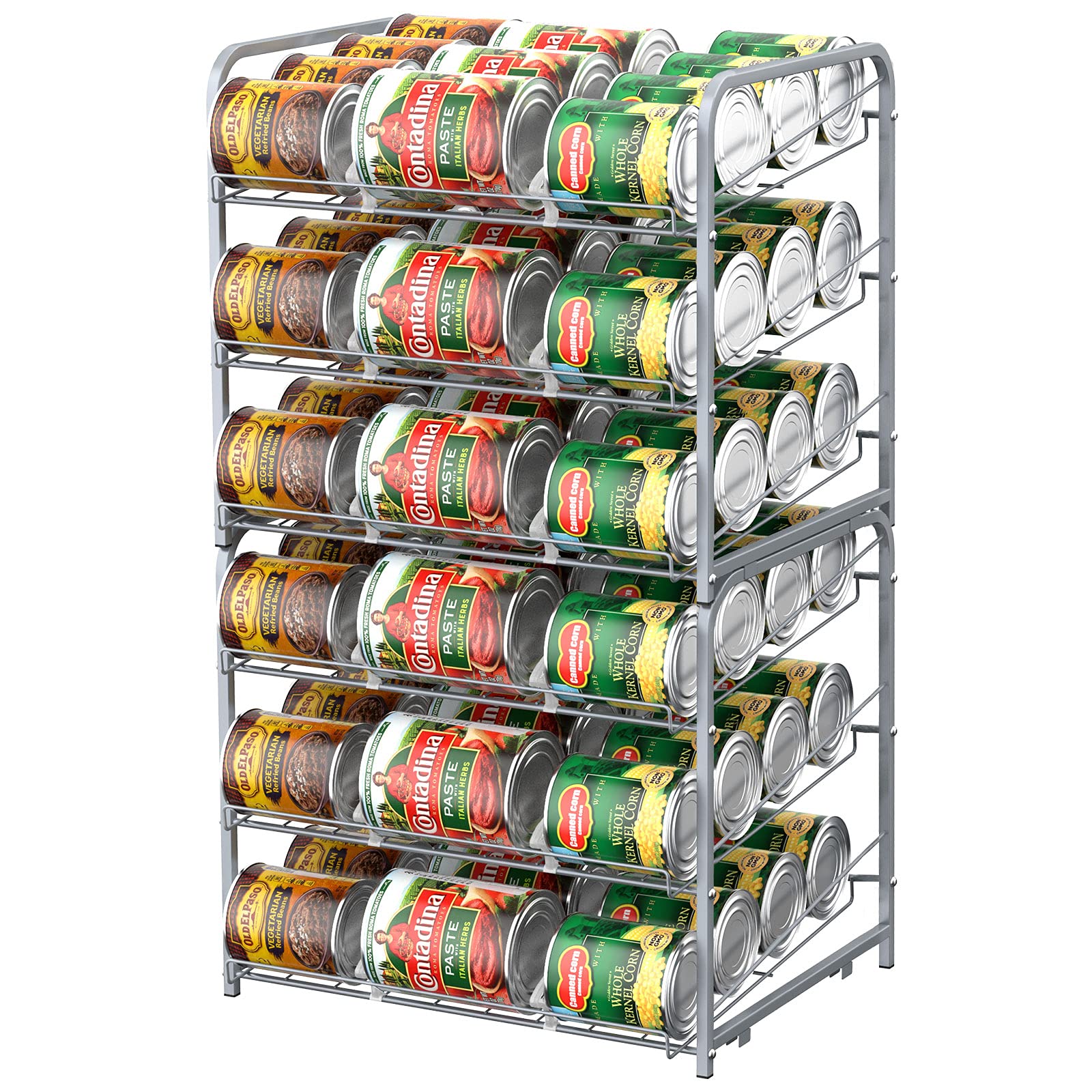 BTY Can Organizer for Pantry Stackable Can Storage Organizer Rack Stacking Can Dispenser Small Space 3 Tier Holds up to 36 Cans for Pantry, Kitchen, Cabinet- Silver