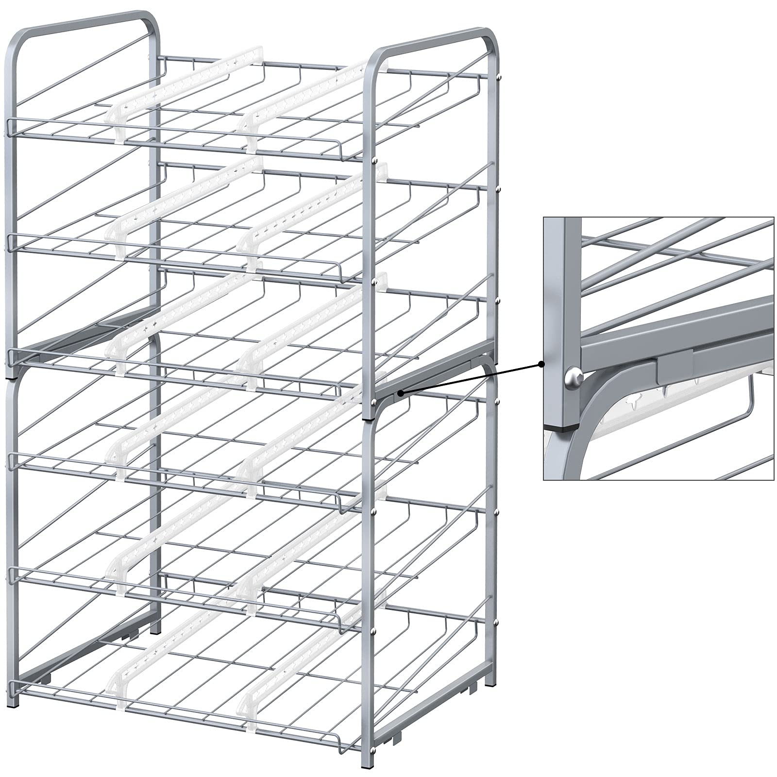 BTY Can Organizer for Pantry Stackable Can Storage Organizer Rack Stacking Can Dispenser Small Space 3 Tier Holds up to 36 Cans for Pantry, Kitchen, Cabinet- Silver