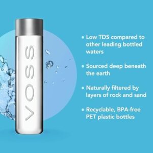 VOSS Premium Still Bottled Natural Water - BPA-Free - High Grade PET - Recyclable Plastic Water Bottles - Pure Drinking Water with Unique & Iconic Bottle Design - 12 Pack