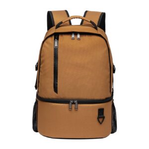 TUGUAN Insulated Cooler Backpack 38/42 Cans Double Deck Leakproof Lightweight Soft Lunch Backpack Small Cooler Bag Beach Picnic, Brown