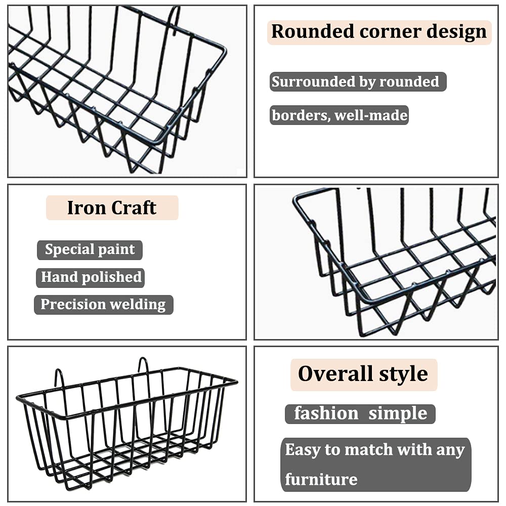 Jnnzzggu 3 Pack Wire Baskets,Wall Grid Panel Hanging Wire Basket,Wall Storage and Display Basket for Cabinet & Pantry Organization and Kitchen,Bathroom,Bedroom Storage