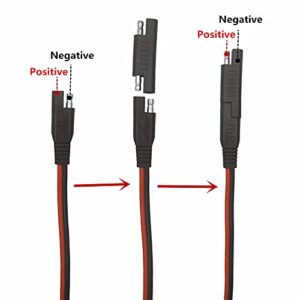 Trickle Charger Extension Cord 25FT - SAE to SAE Connector Cable 12V-24V Battery Charging Cord with Dust Cap 2 Pin Quick Connect Disconnect Plug DC Connection for Camp Trailer Solar Panels (25ft)