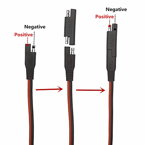 Trickle Charger Extension Cord 25FT - SAE to SAE Connector Cable 12V-24V Battery Charging Cord with Dust Cap 2 Pin Quick Connect Disconnect Plug DC Connection for Camp Trailer Solar Panels (25ft)