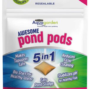 Pennington Aquagarden Awesome Pond Pods, Eats Pond Sludge, Makes Tapwater Safe, Reduces Filter Cleaning - 6 Pack,Brown