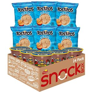 frito lay tostitos bitesize rounds chips and salsa dip cups variety pack, (pack of 24)