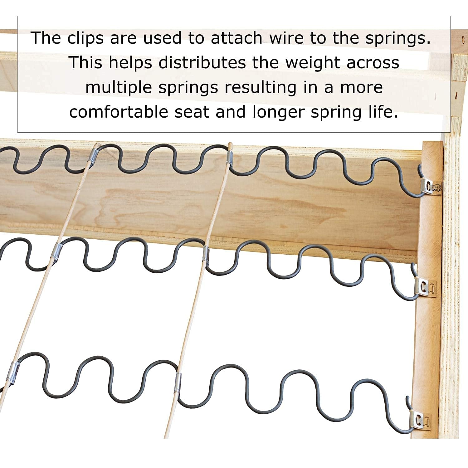 House2Home 15" Couch Spring Repair Kit to Fix Sofa - Includes 4pk of Springs, Upholstery Spring Clips, Seat Spring Stay Wire, Screws, and Installation Instructions