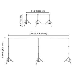 AW 10x20Ft Backdrop Stand Adjustable Photography Background Support System 2 Way to Set up for Party Wedding Photography Classroom Stage for Puppets 8 Spring Clamps,3 Clips,3 Sand Bag,1 Carry Bag