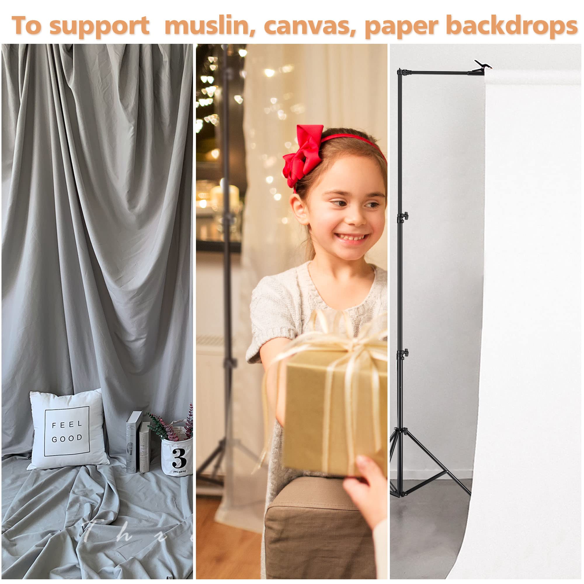 AW 10x20Ft Backdrop Stand Adjustable Photography Background Support System 2 Way to Set up for Party Wedding Photography Classroom Stage for Puppets 8 Spring Clamps,3 Clips,3 Sand Bag,1 Carry Bag