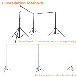 AW 10x20Ft Backdrop Stand Adjustable Photography Background Support System 2 Way to Set up for Party Wedding Photography Classroom Stage for Puppets 8 Spring Clamps,3 Clips,3 Sand Bag,1 Carry Bag