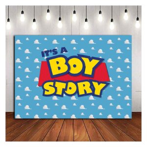 cartoon blue sky white clouds toy boy story theme photography backdrops 7x5ft children boys birthday party photo background kids newborn baby shower dessert cake table decor props supplies