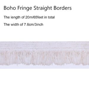 Boho Fringe Straight Borders Knotted Fringe Bulletin Board Border Strips 65.6 Feet x 2.99 Inch Boho Fringe Borders Decorations Tassel Fringe Trim for Classroom Home School Blackboard