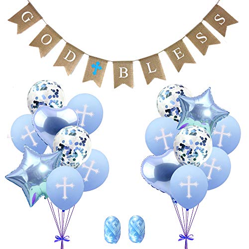 God Bless Banner Baptism, Baptism Decorations Boy, Confirmation Balloons, First Communion Balloons, Cross Balloons for Baptism, Baptism Cross Balloons, Baptism Decorations, Baby Shower