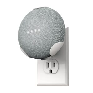 powerclip outlet mount for google nest mini (chalk), speaker wall hub for 2nd generation google nest smart home devices, space saving, uses one outlet only, great for mounting google mini speaker