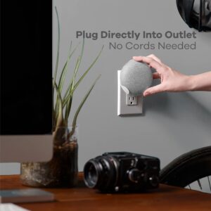 PowerClip Outlet Mount for Google Nest Mini (Chalk), Speaker Wall Hub for 2nd Generation Google Nest Smart Home Devices, Space Saving, Uses One Outlet Only, Great for Mounting Google Mini Speaker