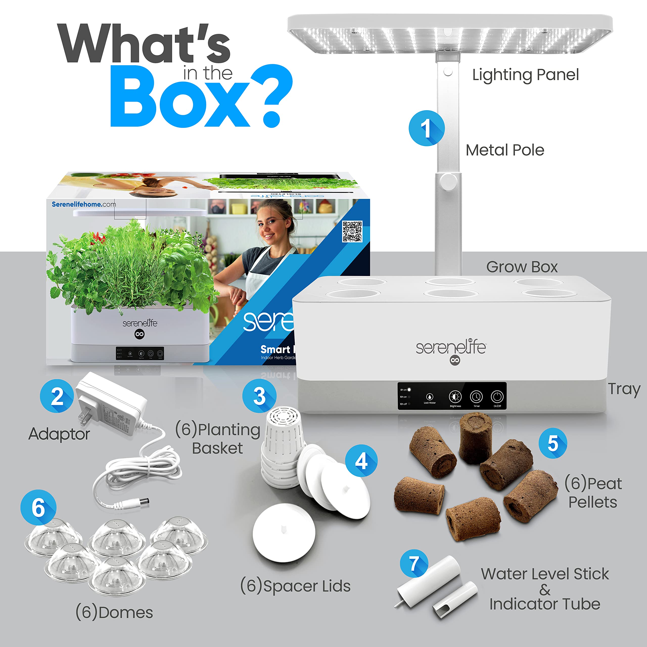 Hydroponic Herb Garden 6 Pods, Indoor Herb Garden Kit, Seed Pod, Indoor Garden, Full-Spectrum Grow Light, Adjustable Height, Hydroponic Indoor Garden, Smart Indoor Plant system