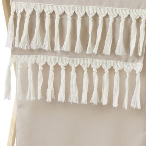 Sweet Jojo Designs Boho Fringe Baby Kid Clothes Laundry Hamper - Gender Neutral Beige Tan Taupe Linen Tassel Macrame for Bohemian Woodland Farmhouse Botanical Leaf Collection