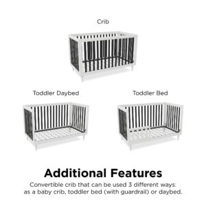 Little Seeds Rowan Valley Flint 3-in-1 Crib, White/Black with Wood Leg