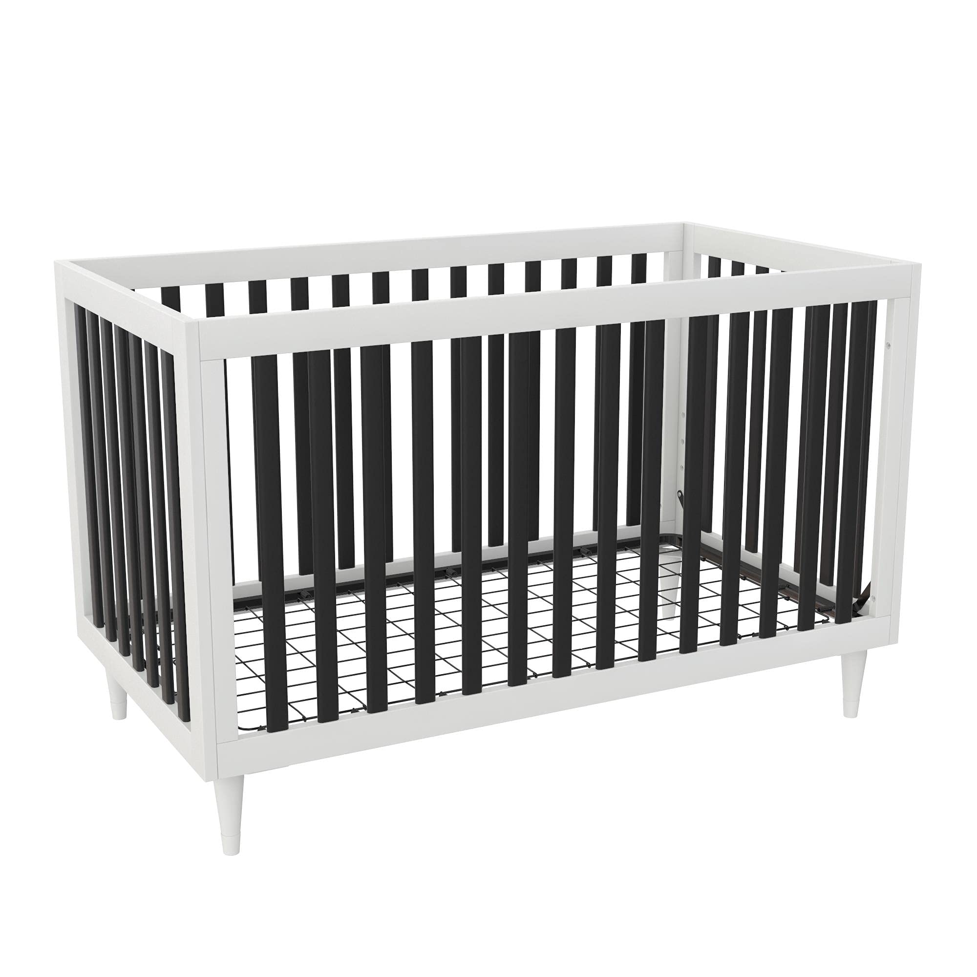 Little Seeds Rowan Valley Flint 3-in-1 Crib, White/Black with Wood Leg