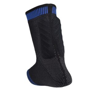 pro-tec athletics achilles sleeve with dual gel compression strips, black/blue, medium (3707f)