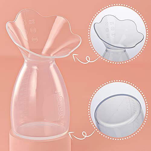 haakaa Manual Breast Pump Petal Silicone Breast Pump Breastfeeding Essentials, Flat Base Stand Firmly (7oz/200ml, New Version)